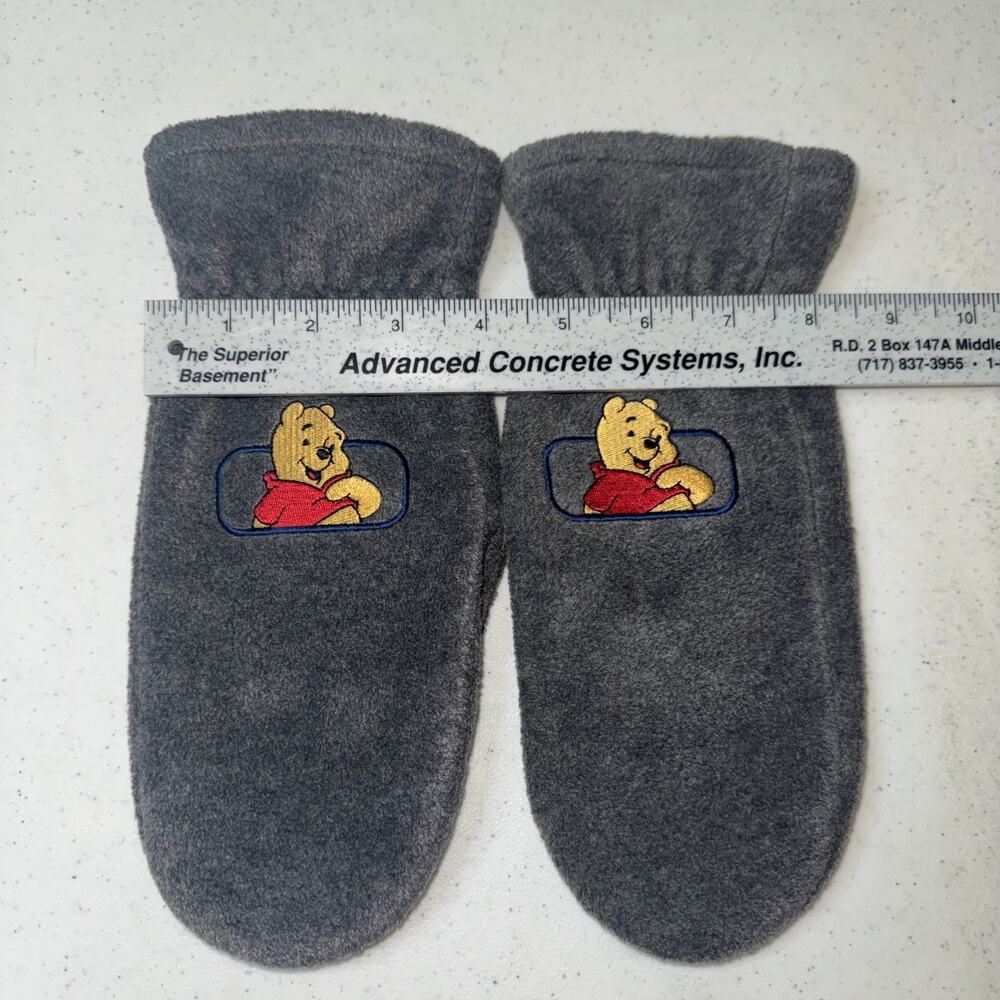 Vintage Disney Winnie The Pooh Bear Fleece Mittens Embroidered Adult‎ Teen Size - Picture 5 of 8